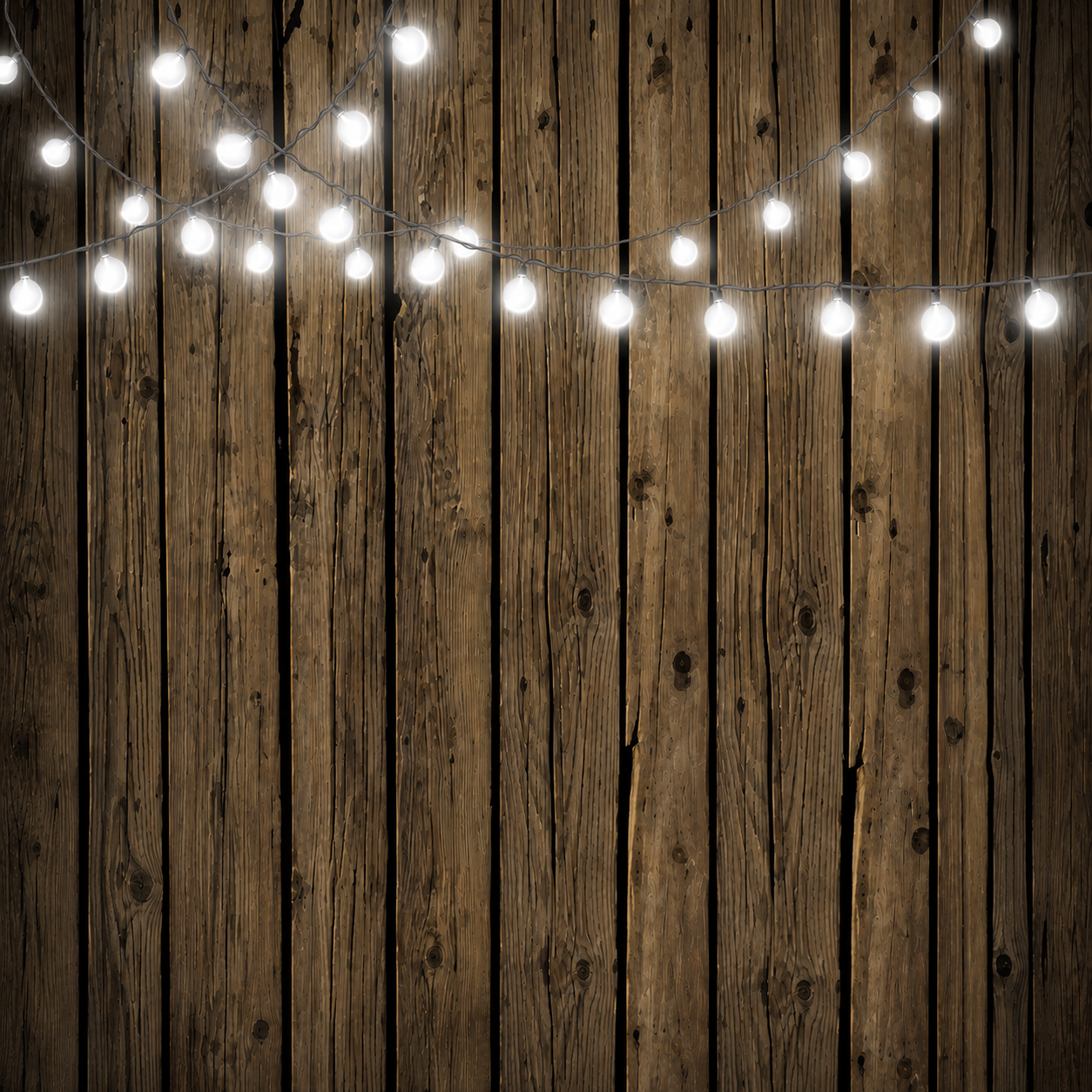 Dark Wood With String Lights